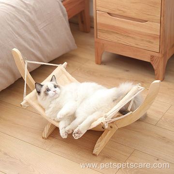 Wooden Plush Print Pet Furniture Cat Swing Bed